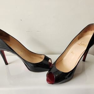 Black and Red Peep Toe Heels
